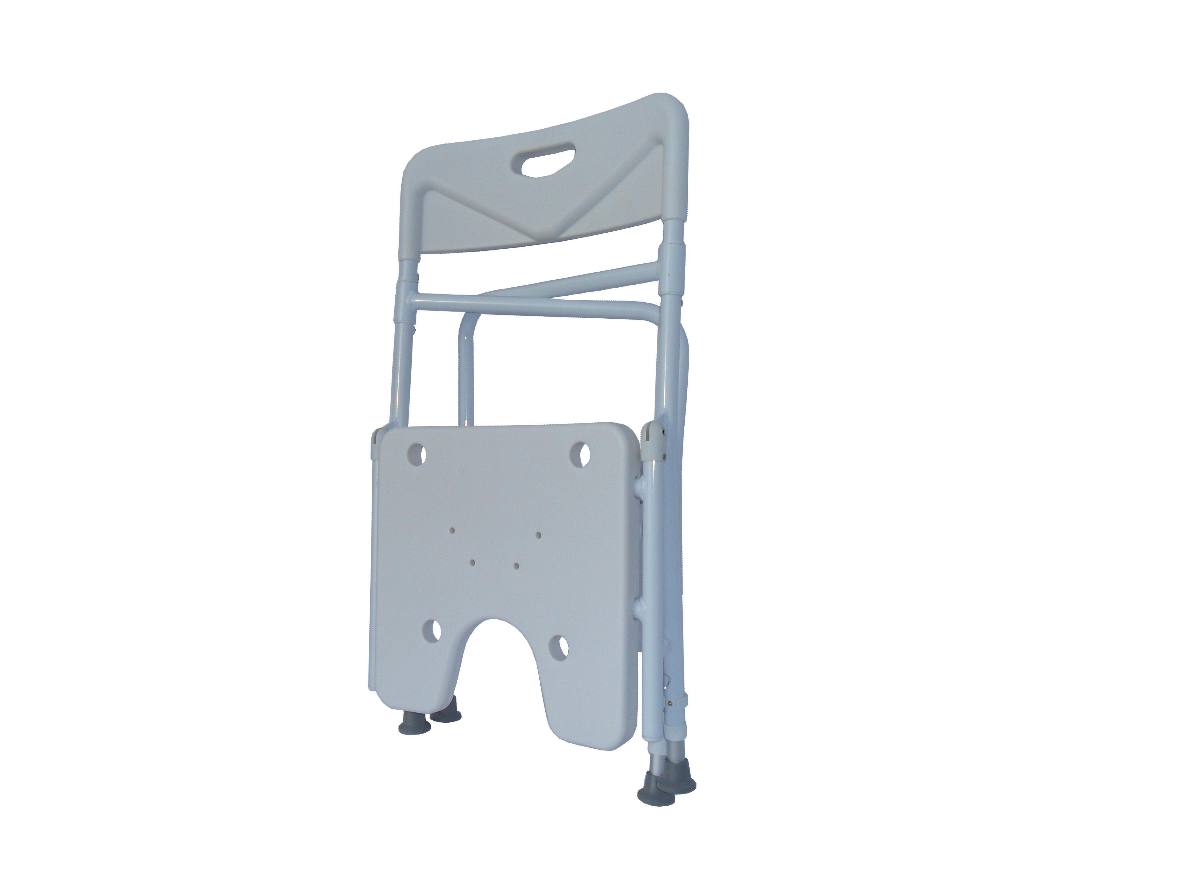 DS1100-F faltbarer Duschstuhl mit Armlehnen und Hygieneausschnitt
