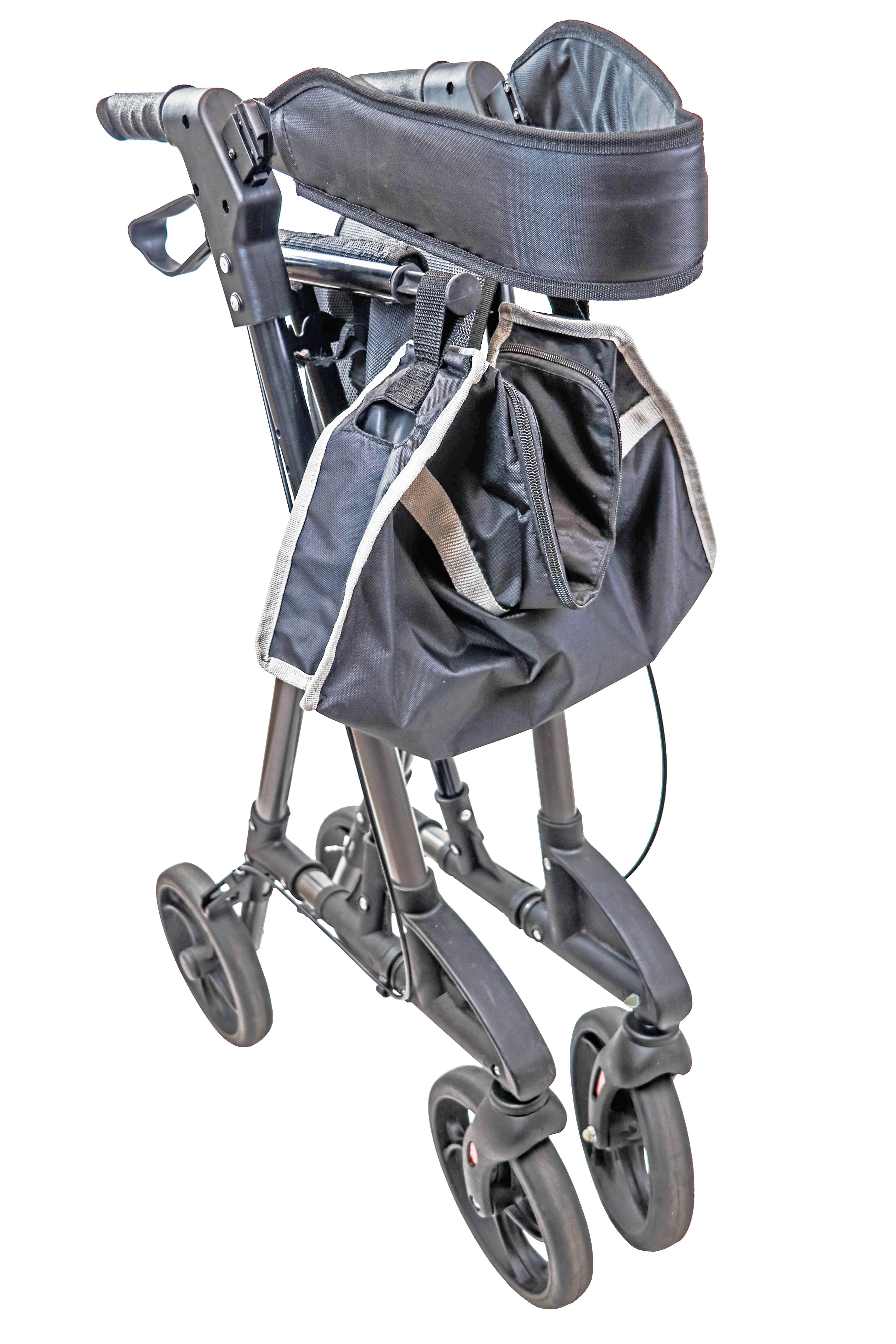 OMNI Leichtgewichtsrollator mit Stockhalter faltbar Sitzh&ouml;he 60 cm grau
