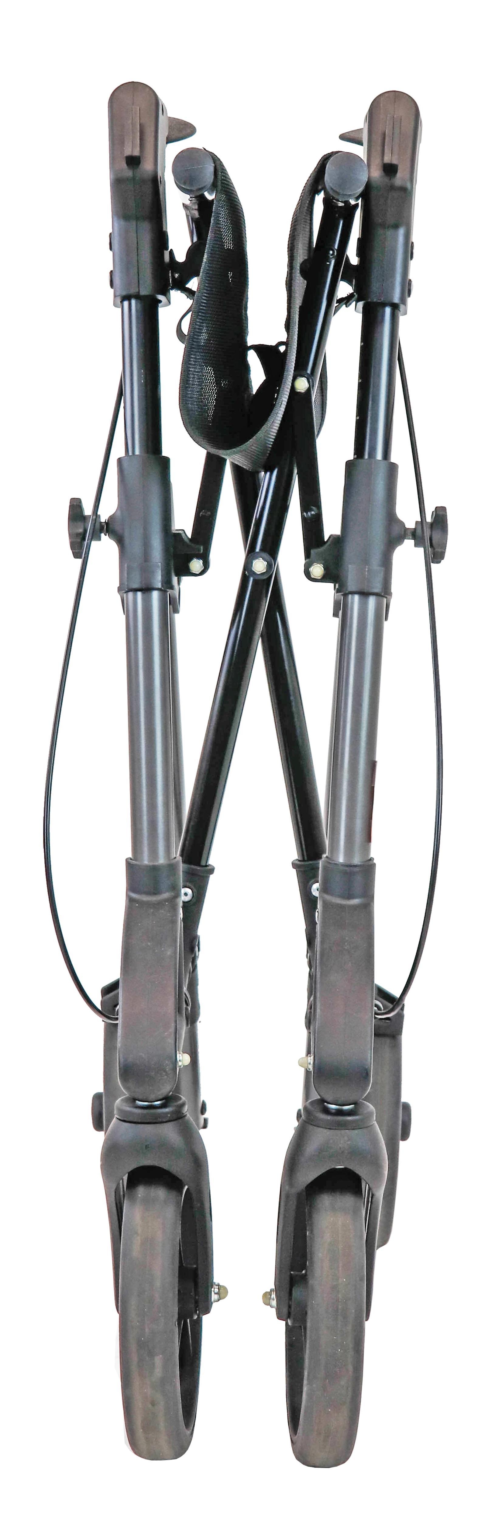 OMNI Leichtgewichtsrollator mit Stockhalter faltbar Sitzh&ouml;he 60 cm grau