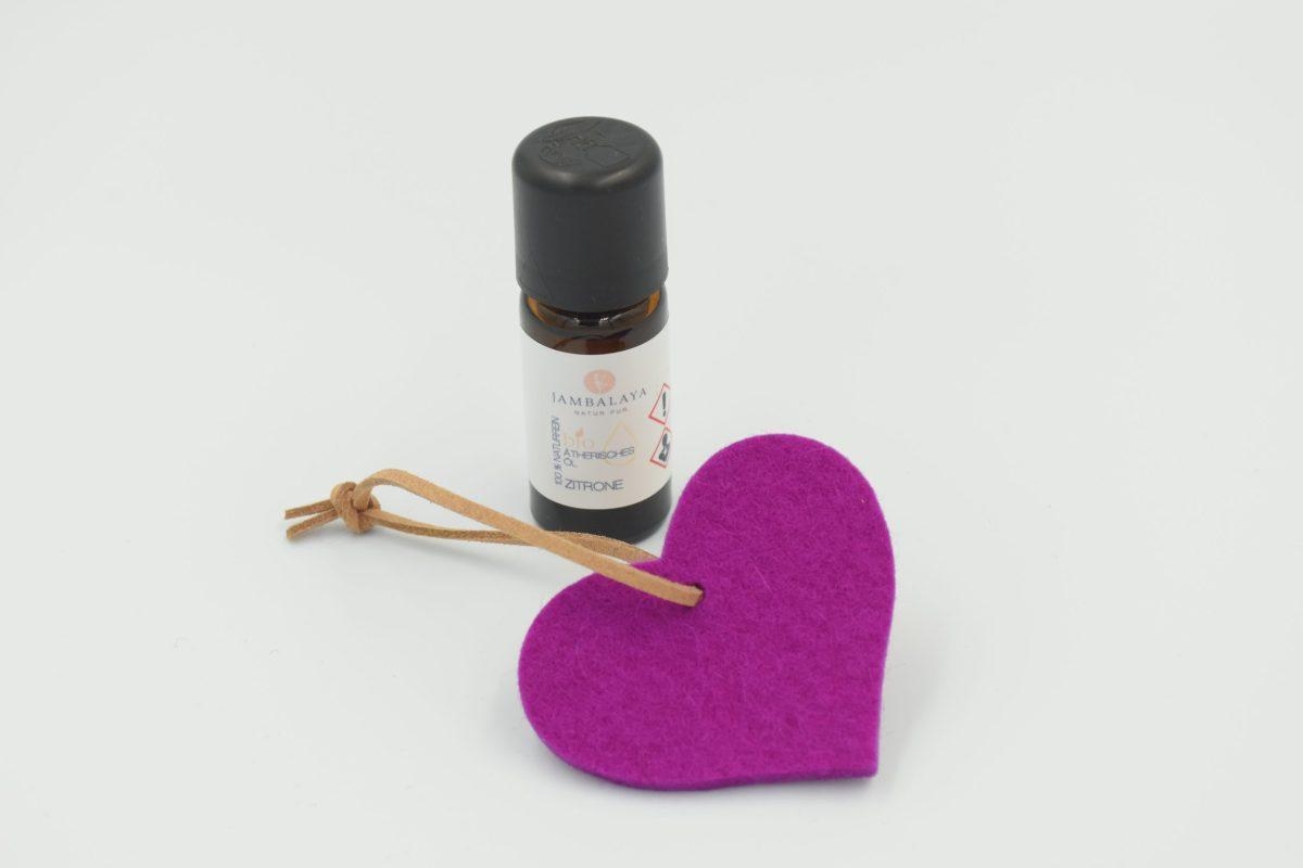 Herz aus Wollfilz - Pink