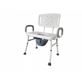 DHB-TE250-N Duschhocker mit R&uuml;cken, Armlehnen und Toiletteneimer bis 250 kg 61 cm