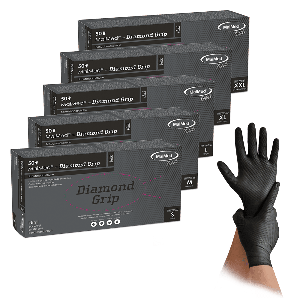 MaiMed-Diamond Grip schwarz unsteril puderfrei (500 St&uuml;ck)